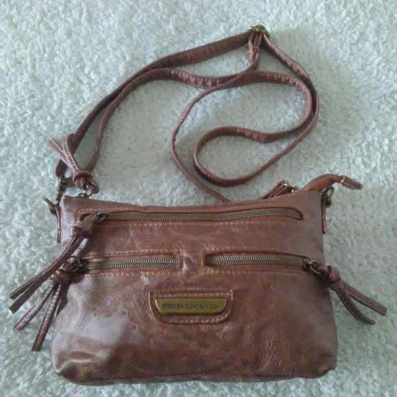 STONE MOUNTAIN USA Brown Embossed Crossbody Purse - Picture 3 of 12